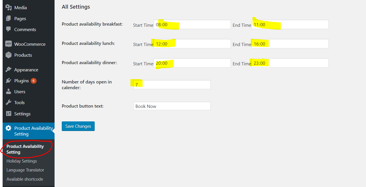 Setup shift timings in Restaurant Menu Rotation Plugin