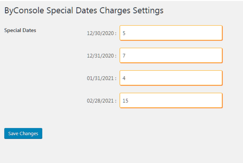 special date charges in WooCommerce 