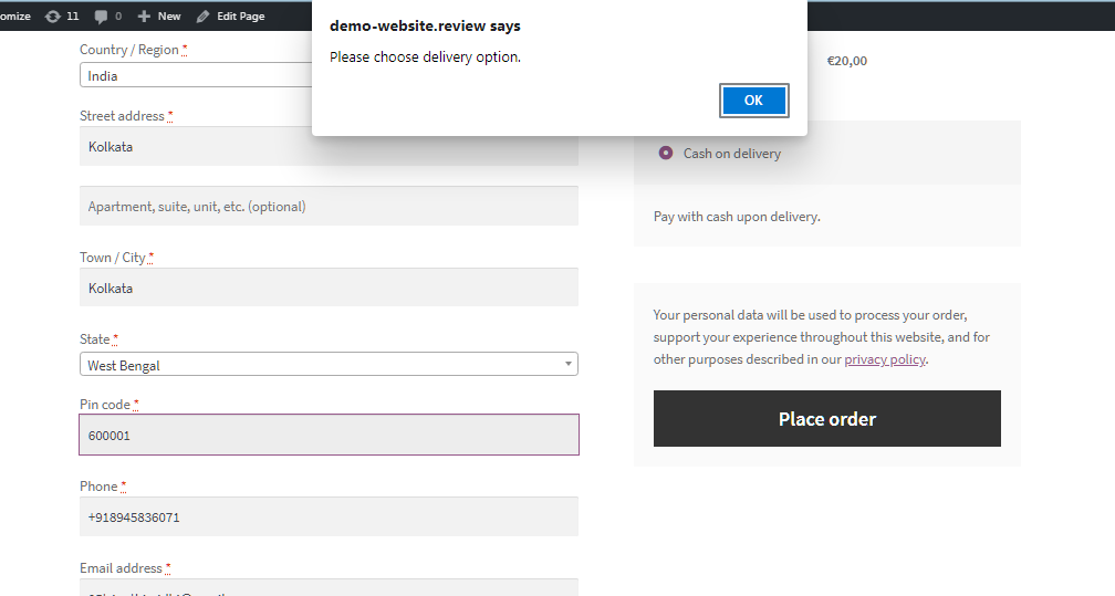 Order Type per Postcode