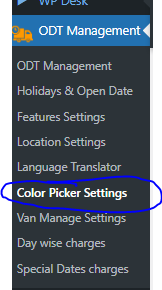 Calendar colour settings menu